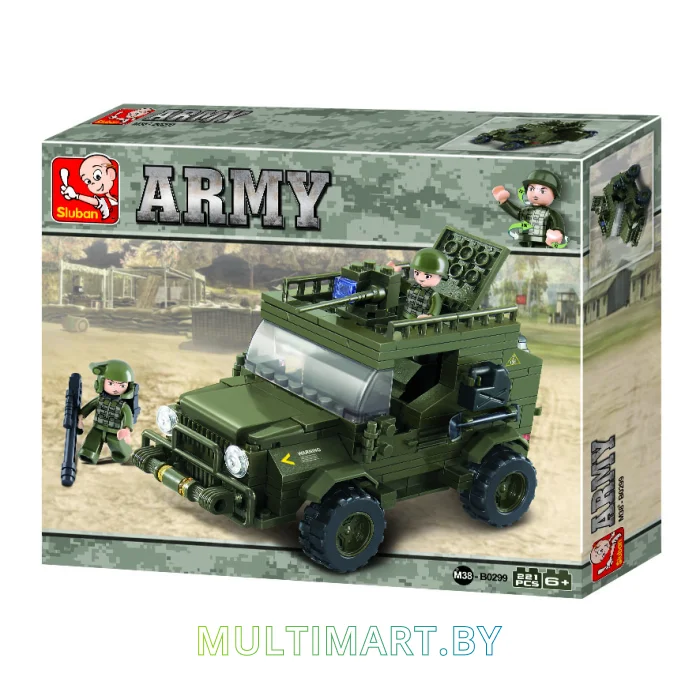 Конструктор Sluban M38-B0299 Армейский джип (221 деталь)